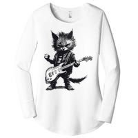 Rock And Roll Cat Guitar Women's Perfect Tri Tunic Long Sleeve Shirt