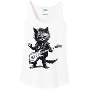 Rock And Roll Cat Guitar Ladies Essential Tank