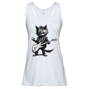 Rock And Roll Cat Guitar Ladies Essential Flowy Tank