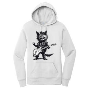 Rock And Roll Cat Guitar Women's Pullover Hoodie