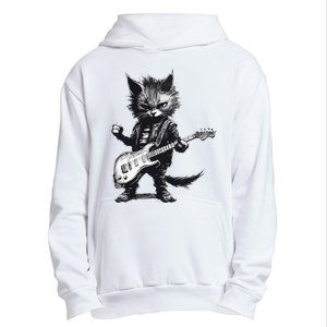 Rock And Roll Cat Guitar Urban Pullover Hoodie