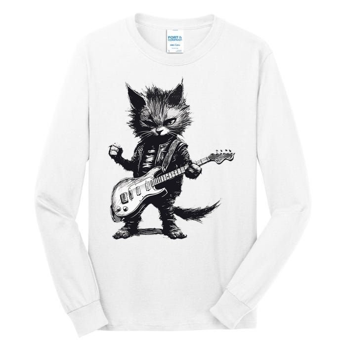 Rock And Roll Cat Guitar Tall Long Sleeve T-Shirt