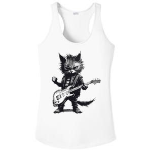 Rock And Roll Cat Guitar Ladies PosiCharge Competitor Racerback Tank