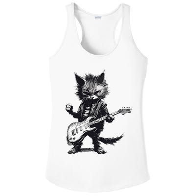 Rock And Roll Cat Guitar Ladies PosiCharge Competitor Racerback Tank