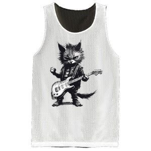 Rock And Roll Cat Guitar Mesh Reversible Basketball Jersey Tank