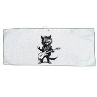 Rock And Roll Cat Guitar Large Microfiber Waffle Golf Towel