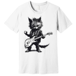 Rock And Roll Cat Guitar Premium T-Shirt