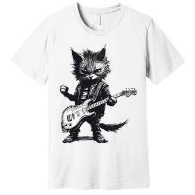 Rock And Roll Cat Guitar Premium T-Shirt
