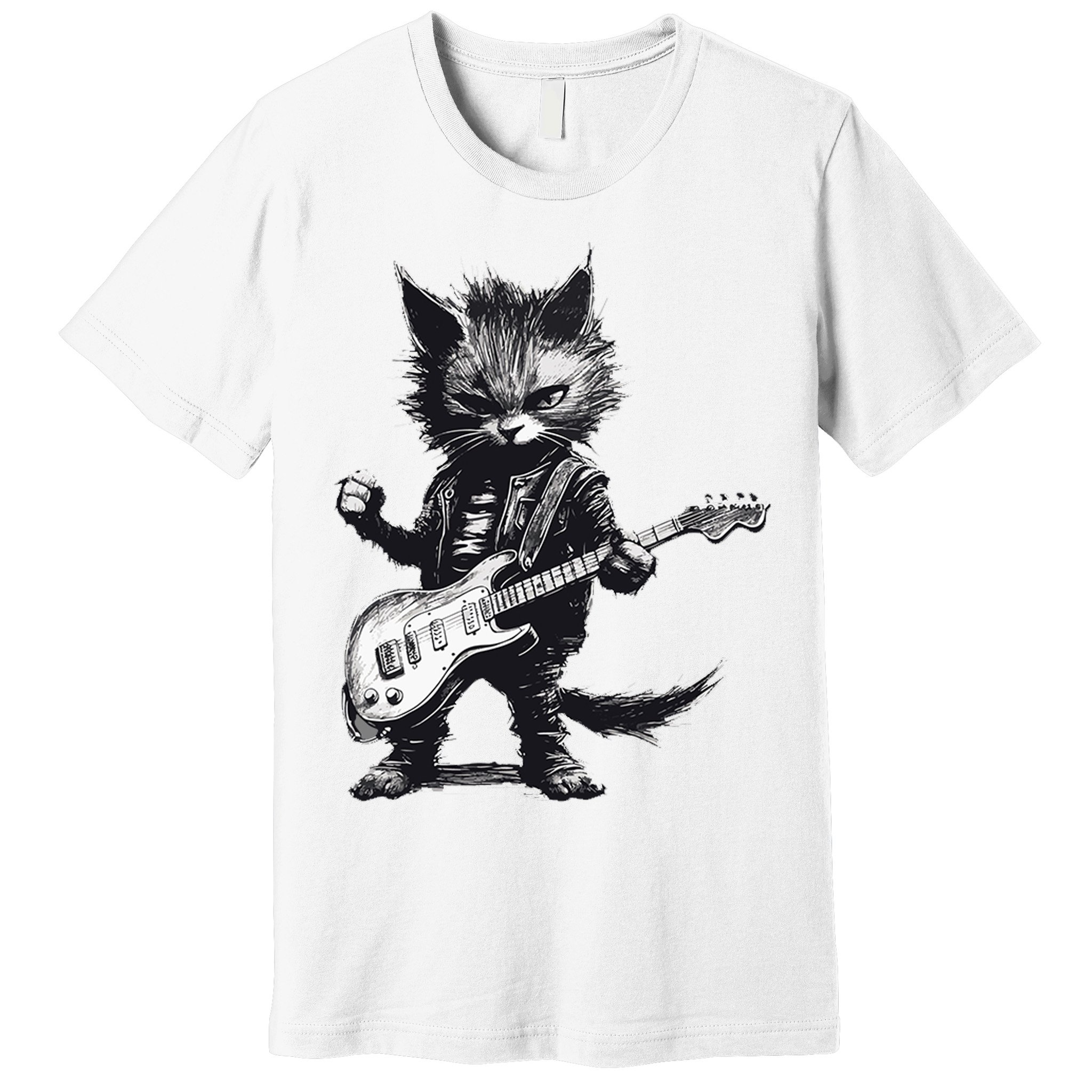 Rock And Roll Cat Guitar Premium T-Shirt