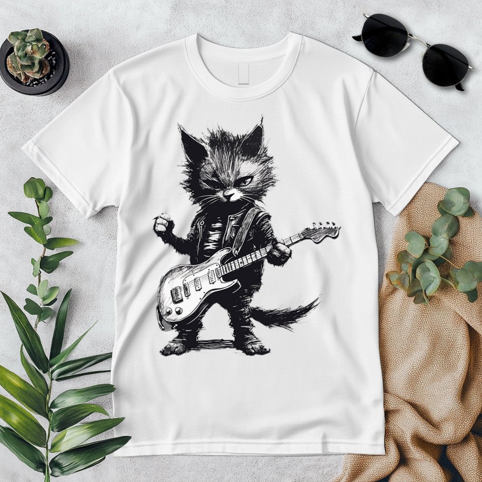 Rock And Roll Cat Guitar Premium T-Shirt