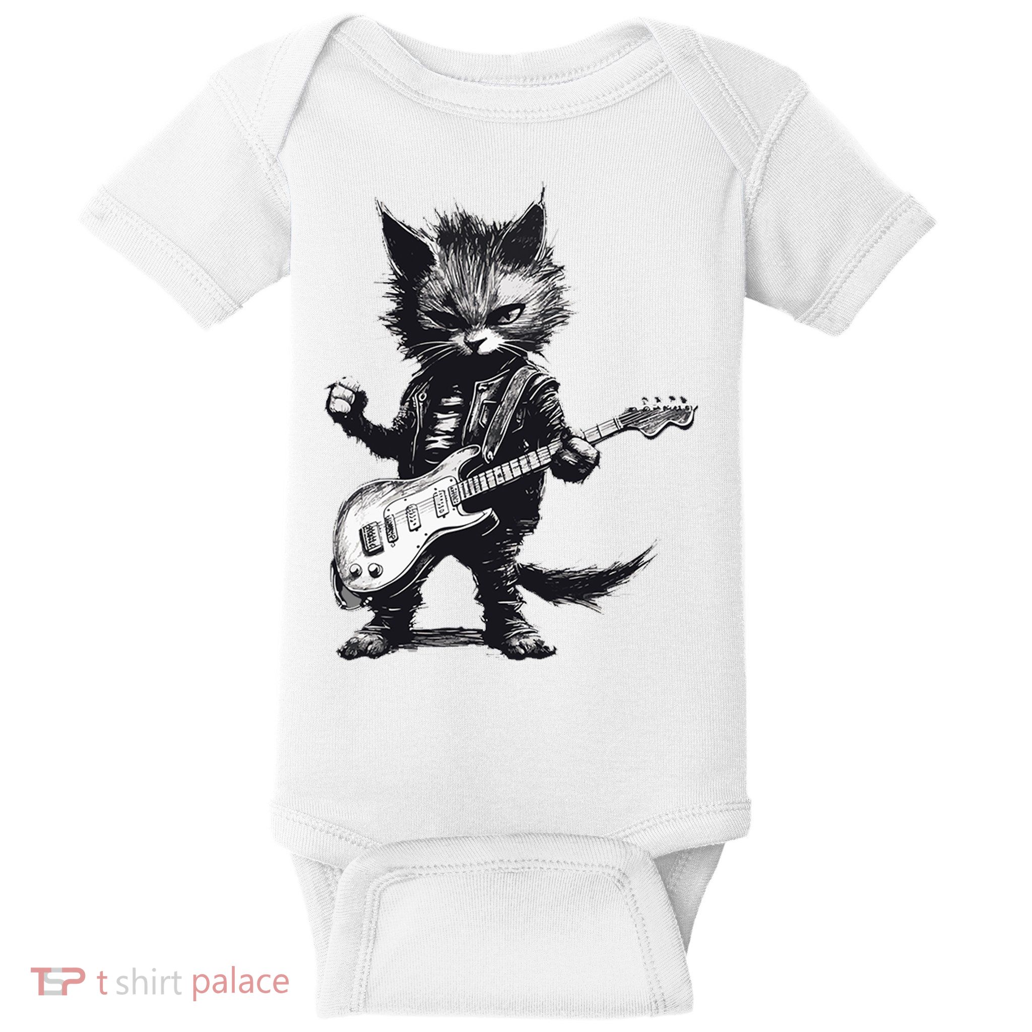 Rock And Roll Cat Guitar Baby Bodysuit