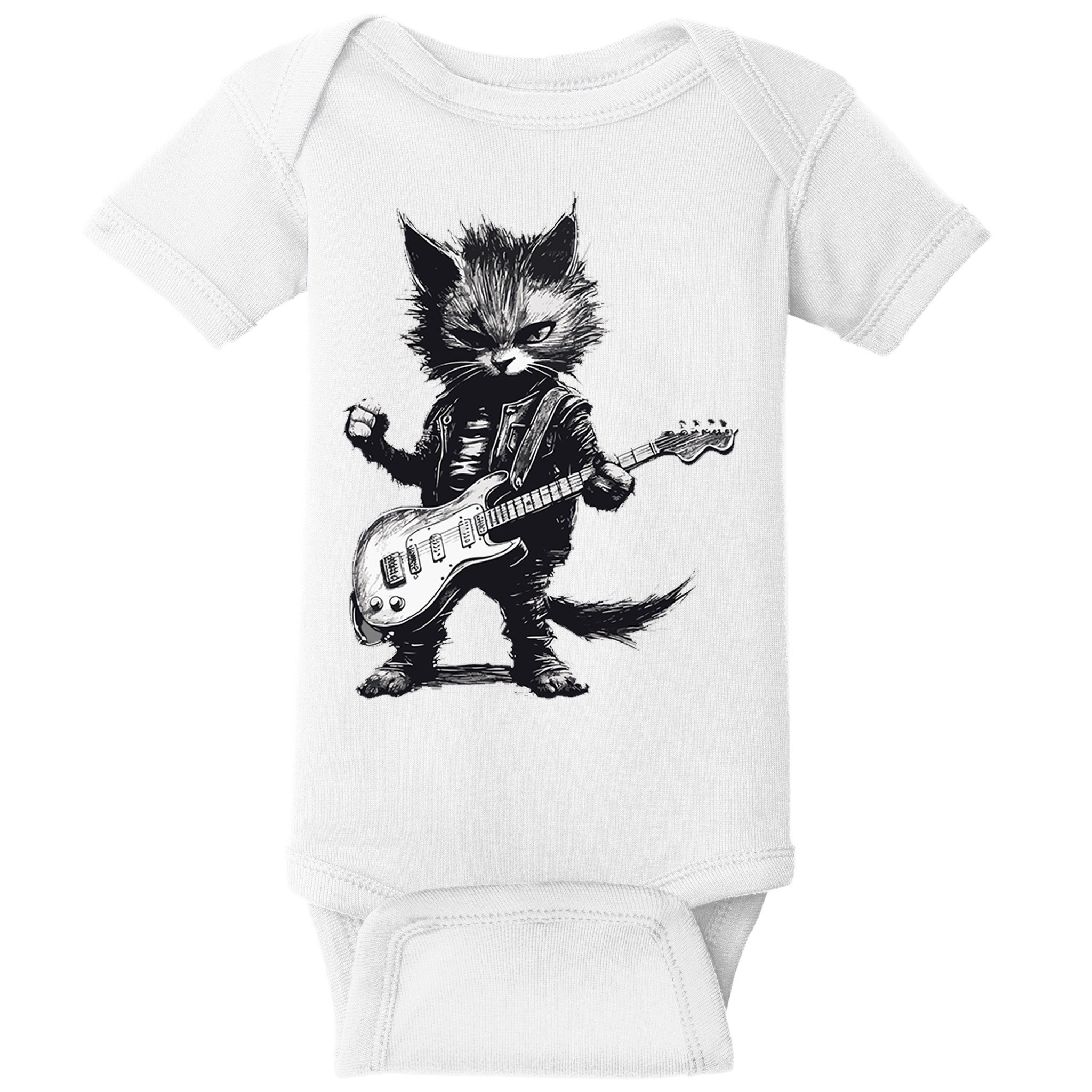 Rock And Roll Cat Guitar Baby Bodysuit