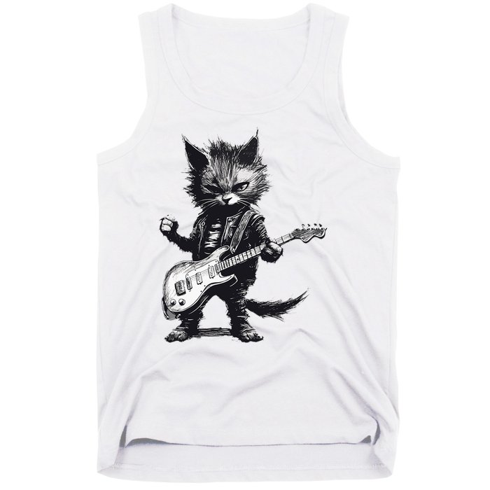 Rock And Roll Cat Guitar Tank Top