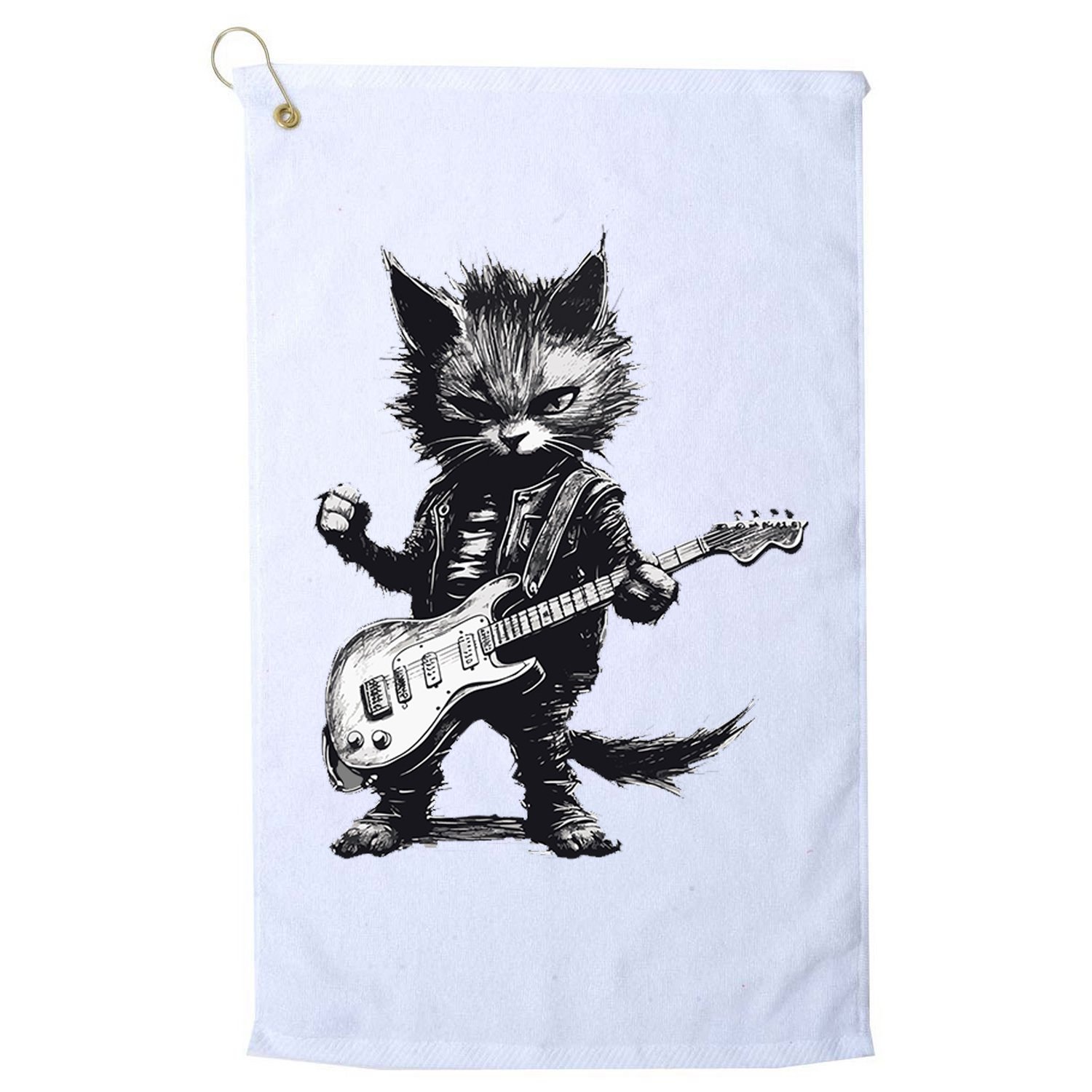 Rock And Roll Cat Guitar Golf Towel