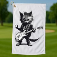 Rock And Roll Cat Guitar Golf Towel