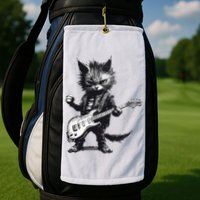 Rock And Roll Cat Guitar Golf Towel