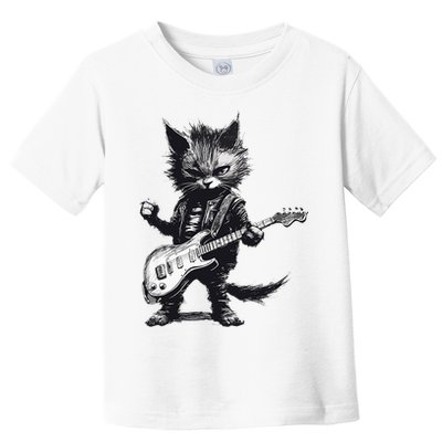 Rock And Roll Cat Guitar Toddler T-Shirt