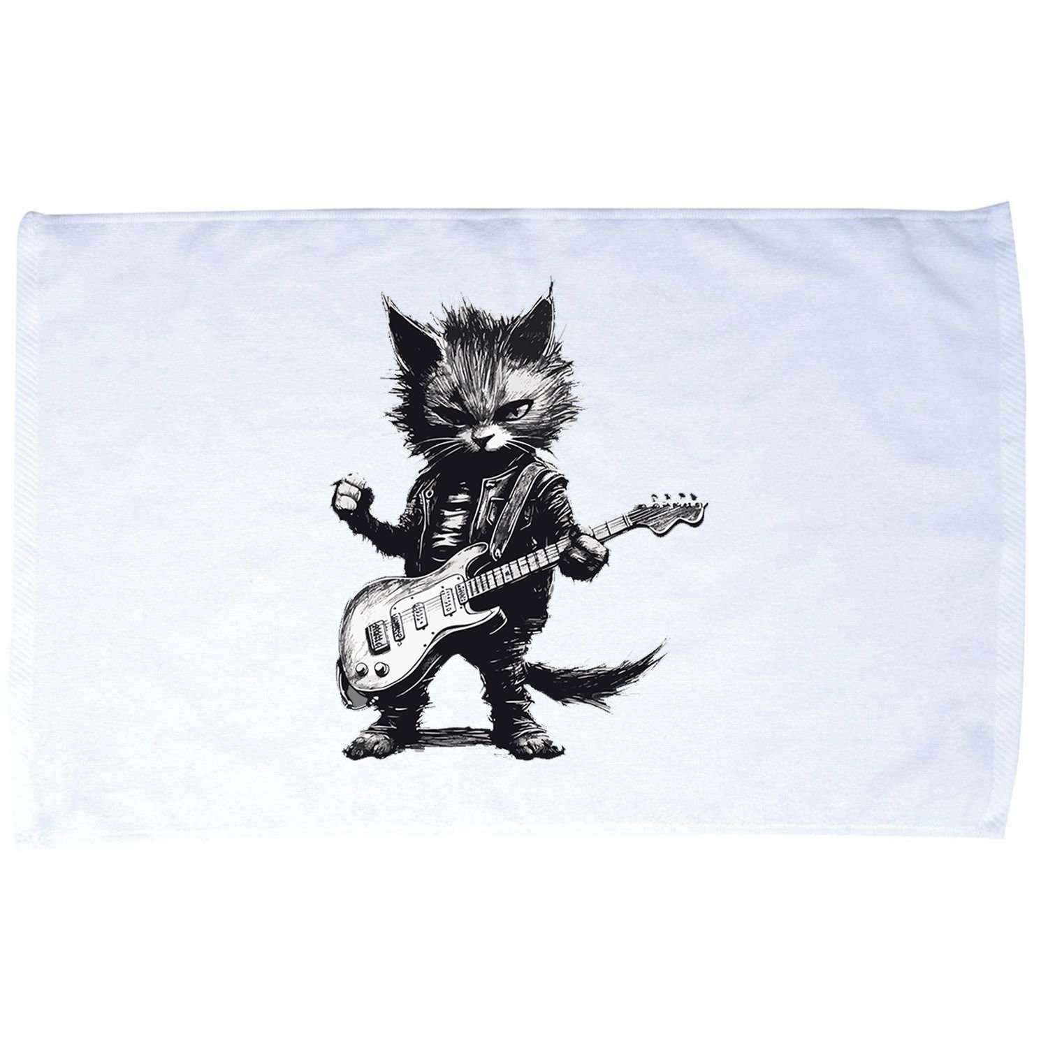 Rock And Roll Cat Guitar Microfiber Hand Towel