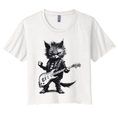 Rock And Roll Cat Guitar Crop Top