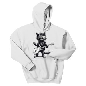 Rock And Roll Cat Guitar Kids Hoodie