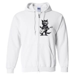 Rock And Roll Cat Guitar Full Zip Hoodie