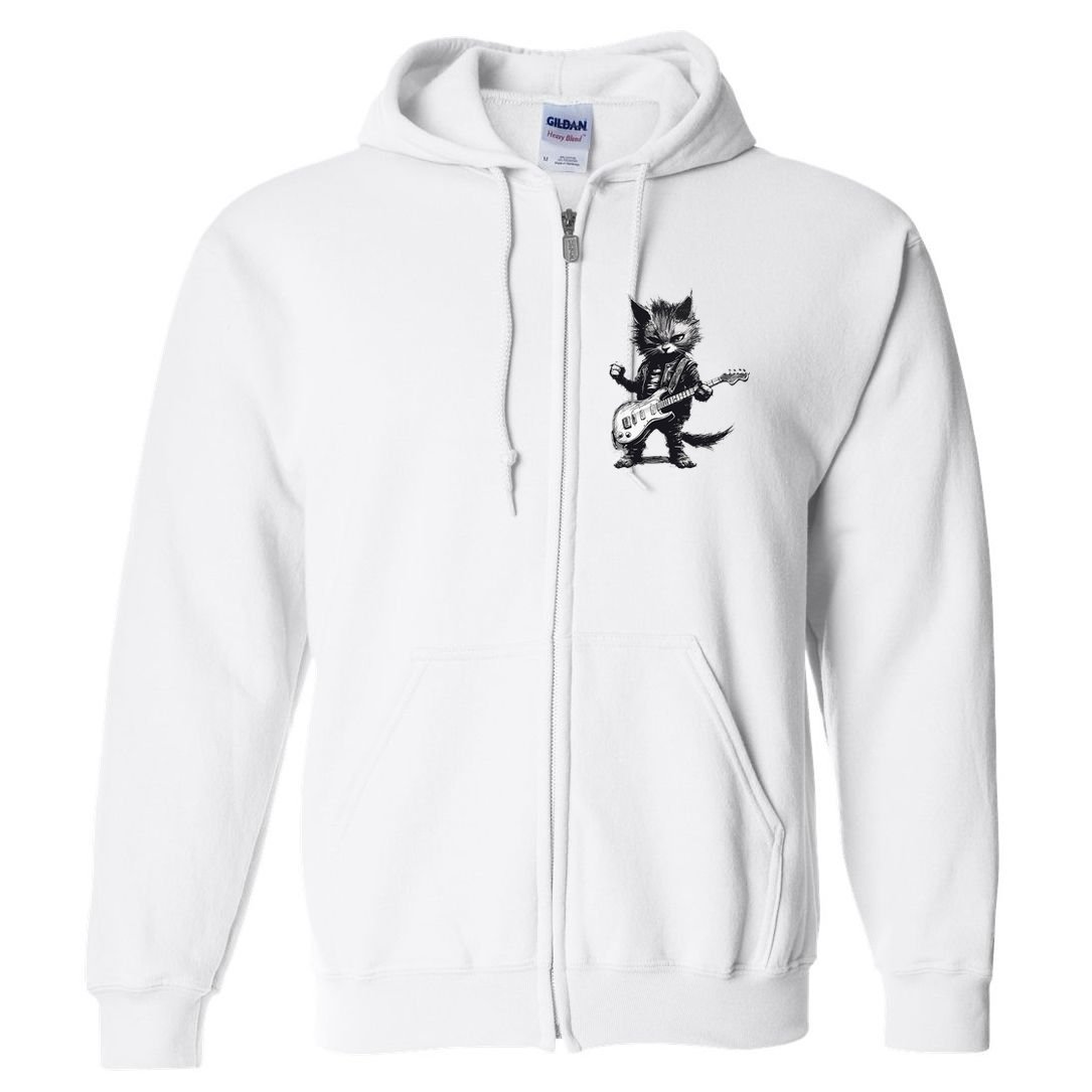 Rock And Roll Cat Guitar Full Zip Hoodie