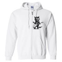 Rock And Roll Cat Guitar Full Zip Hoodie