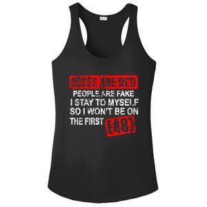 Roses Are Red People Are Fake I Stay To Myself First 48 Ladies PosiCharge Competitor Racerback Tank