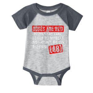 Roses Are Red People Are Fake I Stay To Myself First 48 Infant Baby Jersey Bodysuit