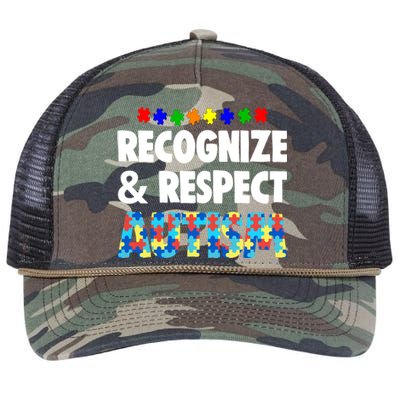 Recognize And Respect Funny Gift Crazy Autism Awareness Cool Gift Retro Rope Trucker Hat Cap