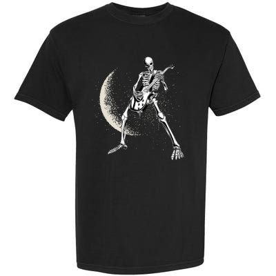 Rock And Roll Skeleton Moon Guitar Garment-Dyed Heavyweight T-Shirt