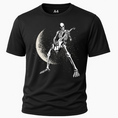Rock And Roll Skeleton Moon Guitar Performance Shirt