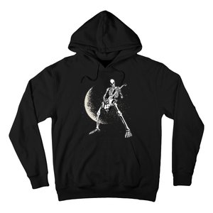 Rock And Roll Skeleton Moon Guitar Hoodie