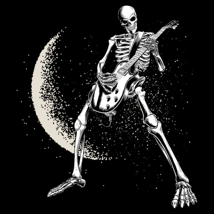 Rock And Roll Skeleton Moon Guitar Apron