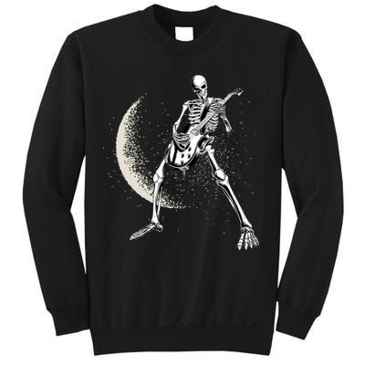 Rock And Roll Skeleton Moon Guitar Sweatshirt