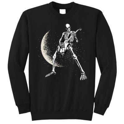 Rock And Roll Skeleton Moon Guitar Sweatshirt