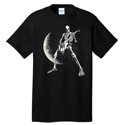 Rock And Roll Skeleton Moon Guitar Tall T-Shirt