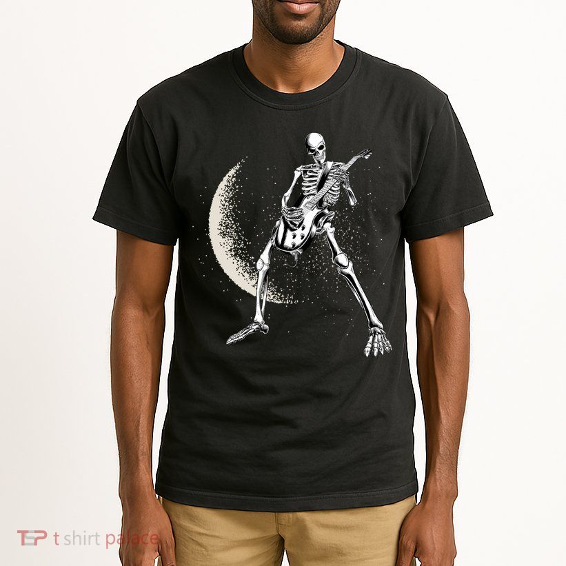 Rock And Roll Skeleton Moon Guitar Tall T-Shirt