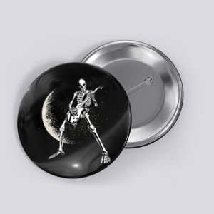 Rock And Roll Skeleton Moon Guitar Button