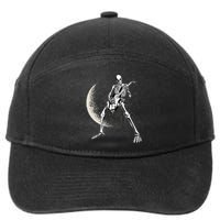 Rock And Roll Skeleton Moon Guitar 7-Panel Snapback Hat