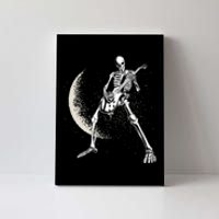 Rock And Roll Skeleton Moon Guitar Canvas