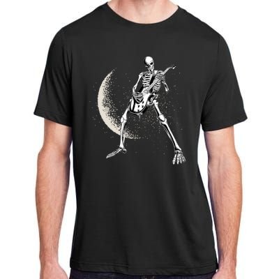 Rock And Roll Skeleton Moon Guitar Adult ChromaSoft Performance T-Shirt