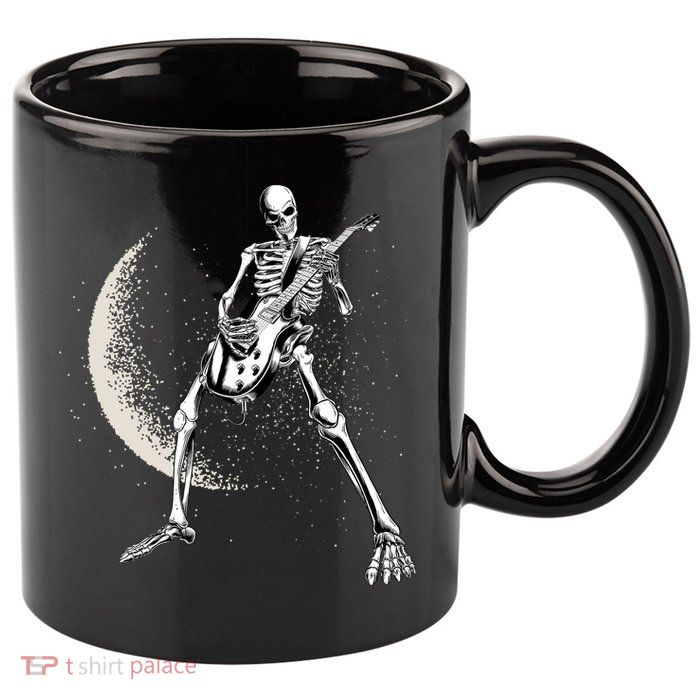 Rock And Roll Skeleton Moon Guitar 11oz C Handle Ceramic Mug