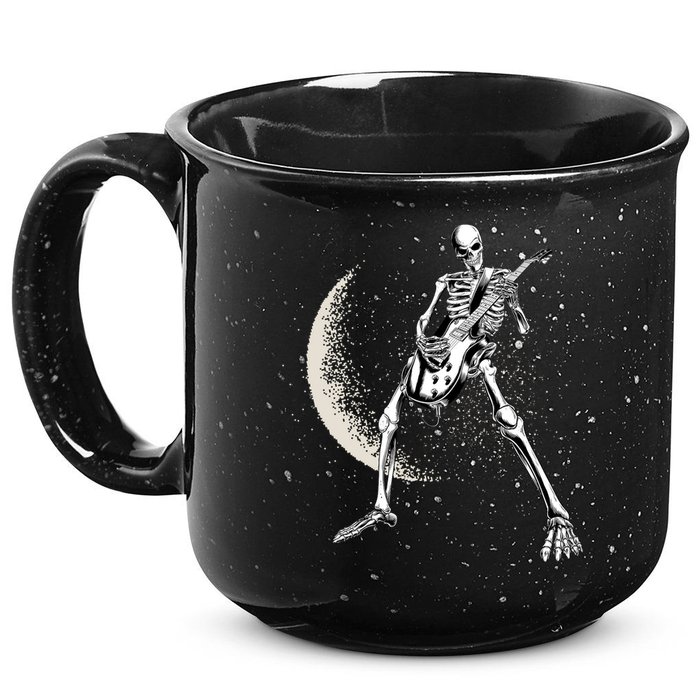 Rock And Roll Skeleton Moon Guitar 15oz Campfire Ceramic Mug