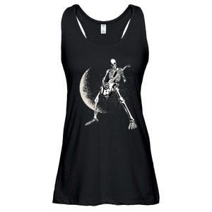 Rock And Roll Skeleton Moon Guitar Ladies Essential Flowy Tank