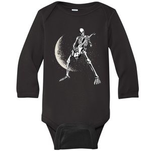 Rock And Roll Skeleton Moon Guitar Baby Long Sleeve Bodysuit