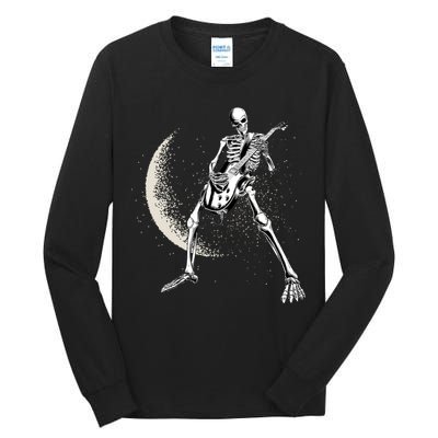 Rock And Roll Skeleton Moon Guitar Tall Long Sleeve T-Shirt