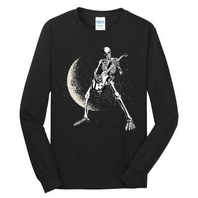 Rock And Roll Skeleton Moon Guitar Tall Long Sleeve T-Shirt