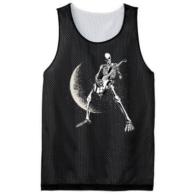 Rock And Roll Skeleton Moon Guitar Mesh Reversible Basketball Jersey Tank