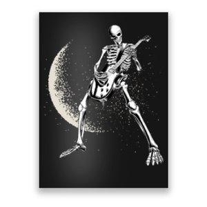 Rock And Roll Skeleton Moon Guitar Poster